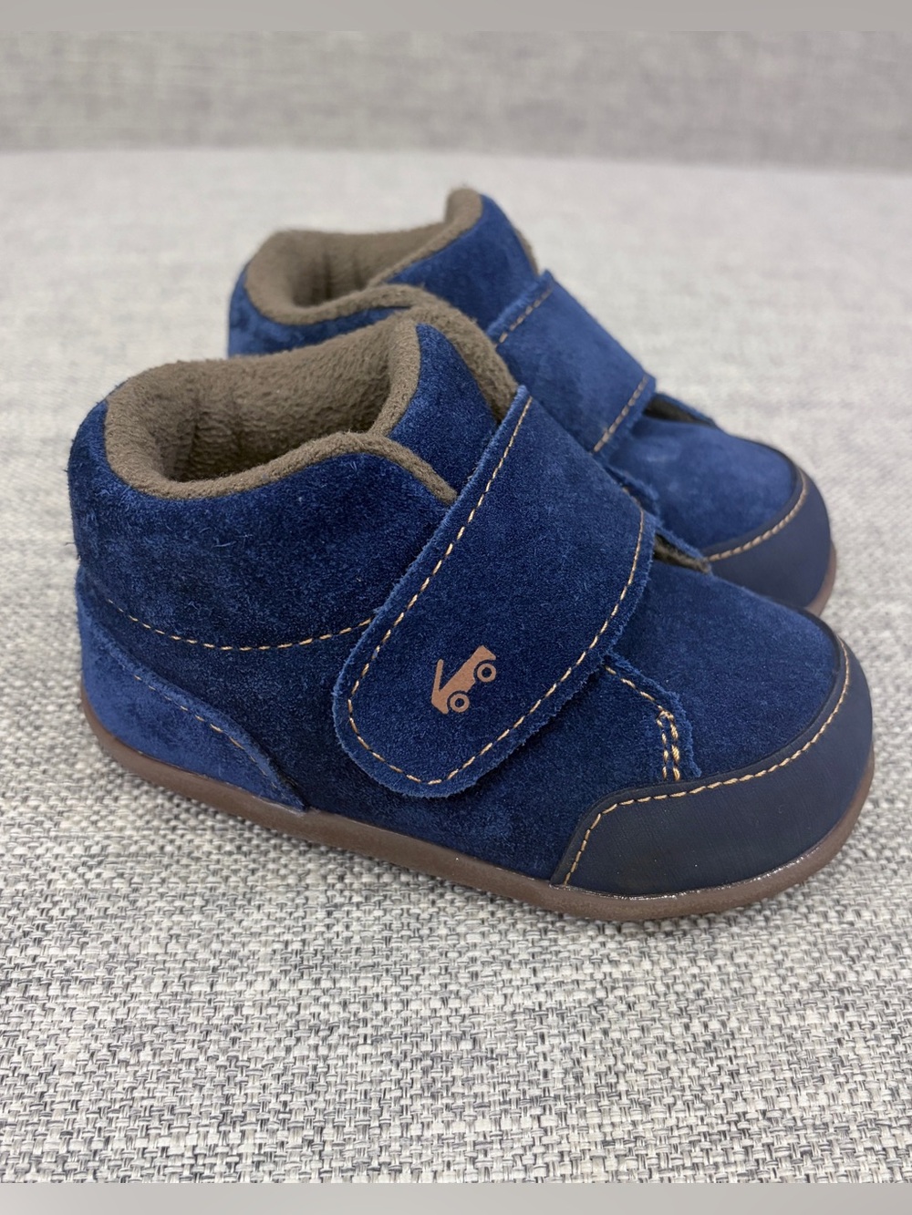 See Kai Run Navy Suede Hook-and-Loop Baby Walker Shoes